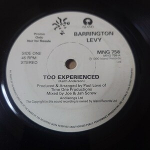 Barrington Levy - Too Experience // Mango 7inch / Dancehall Classic / Bob Andy / Experienced