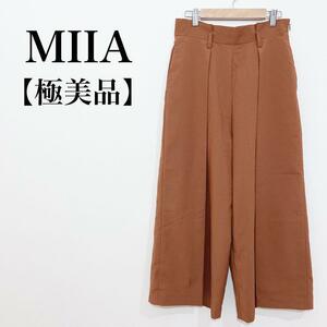 【美品】MIIA(ミーア) タックプリーツ ガウチョパンツ ワイドパンツ　ブラウン　M