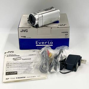 【12A27】1円スタート JVC ケンウッド Everio エブリオ ビデオカメラ GZ-E380-S f=2.9-116mm 1:1.8 シルバー 箱付き