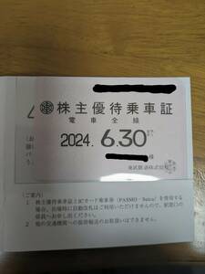 【送料無料】東武鉄道株主優待乗車証　定期券タイプ　2024年6月30日