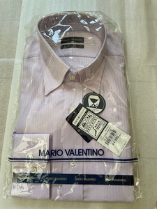 MARIO VALENTINO ドレスシャツ　39-42 綿100% 形態安定　パープルストライプ　新品未使用　※送料込み
