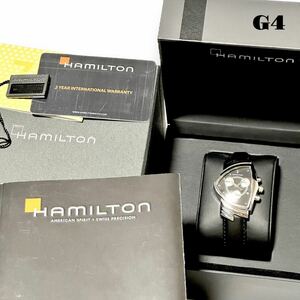 ★1円出品★ HAMILTON VENTURA CHRONOGRAPH ハミルトン ベンチュラ クロノグラフ H244121 ブラック シルバー 黒 銀 腕時計 動作良好 稼動品