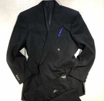 新品【サイズAB7 XL★極軽礼服】4Bダブルフォーマルスーツ 真っ黒 背抜き ノーベンツ 2タック アジャスター付き メンズ冠婚葬祭 喪服 背広_画像1