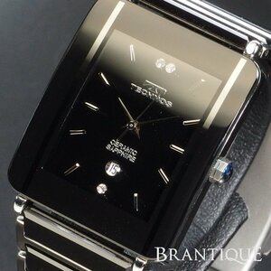 【本体美品】TECHNOS テクノス TSM903 レクタンギュラー クオーツ セラミック ss メンズ 腕時計 「22340」