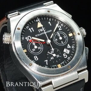 IWC インターナショナル インヂュニア クロノアラーム IW 3815 SS QZ クロノグラフ 黒 文字盤 メンズ 腕時計 「22797」