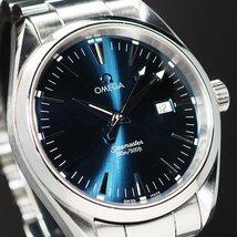 【比較的美品 電池交換済】OMEGA オメガ シーマスター150ｍ SS クオーツ ネイビー文字盤 メンズ 腕時計 保・箱「22917」_画像3