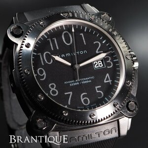 HAMILTON ハミルトン カーキ ビロウゼロ H785850 自動巻き SS ラバー デイト 純正ベルト尾錠 オールブラック メンズ 腕時計 「22952」