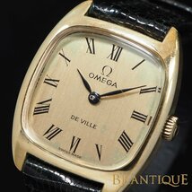 【ローマンインデックス】OMEGA オメガ DeVille デビル 手巻 GP 革 ２針 レディース 腕時計 「22925」_画像1