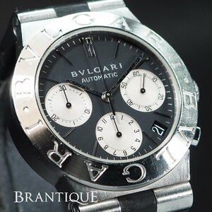 【希少 自動巻き】BVLGARI ブルガリ ディアゴノ スポーツ クロノグラフ SS Dバックル ブラック文字盤 CH35S メンズ 腕時計「22976」