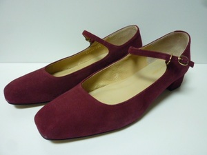 ☆ Odette e Odile オデットエオディール ローヒール スクエアトゥ ストラップ パンプス 23.5cm BORDEAUX ☆