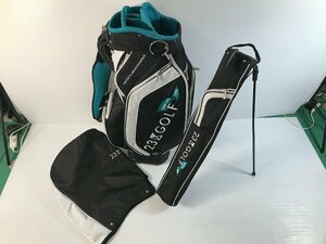 23区GOLF セルフスタンド内蔵 キャディバッグ ブラック×スカイブルー ゴルフ用品 セルフスタンド ユーズド