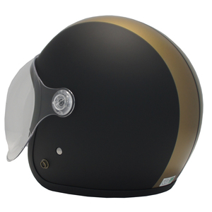 ジェットヘルメット　マットブラック／ゴールドライン　ＳＧ安全規格品　送料無料