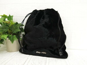 miu miu ミュウミュウ◆ベロア◆巾着 ポーチ◆ブラック ゴールド金具◆超美品◆ロゴ金具◆小物入れ◆N7065