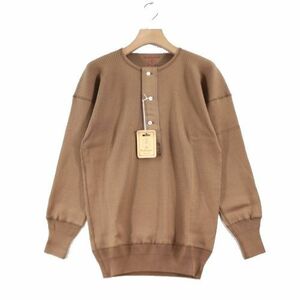 Olde Homesteader オールドホームステッダー SWEDISH ARMY RIB US001 HENLEY NECK LONG SLEEVE ヘンリーネック カットソー 38 ブラウン