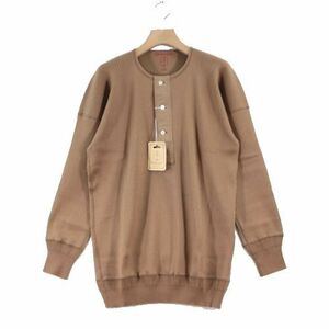 Olde Homesteader オールドホームステッダー SWEDISH ARMY RIB US001 HENLEY NECK LONG SLEEVE ヘンリーネック カットソー 42 ブラウン