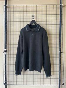 MADE IN JAPAN【BELAFONTE/ベラフォンテ】Knit Polo Shirt sizeS BLACK ニット ポロシャツ ブラック セーター シャギー