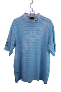 【美品】SRIXON(スリクソン) モックネックシャツ 水色白ボーダー メンズ LL ゴルフウェア 2312-0053 中古