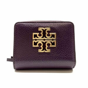 Tory Burch トリーバーチ 二つ折り 財布 コインケース 小銭入れ 紫 パープル レザー レディース コンパクト ウォレット 管理RY23005214