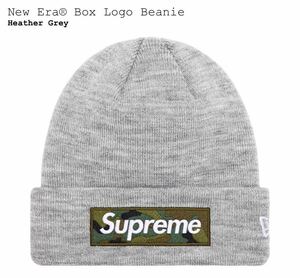新品国内正規23aw Supreme New Era Box Logo Beanie Heather Greyシュプリーム ニューエラ ボックス ロゴ ビーニー ヘザーグレーニット帽