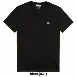 (SALE) LACOSTE(ラコステ)Vネック Tシャツ 半袖 テニス ゴルフ メンズ 男性用 TH6710 black(031) XSサイズ