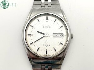 12330116　＃ SEIKO セイコー 7546-8080 TYPEⅡ タイプ2 クォーツ QZ 3針 デイデイト 腕時計 シルバー文字盤 純正ベルト難あり 中古