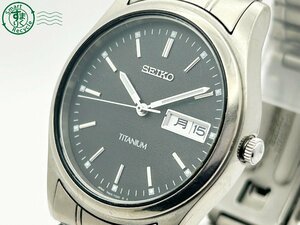 12420739　◇ SEIKO セイコー TITANIUM 7N43-9090 黒文字盤 デイデイト メンズ クォーツ QUARTZ QZ 腕時計 中古