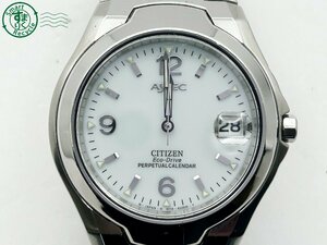 12421969　◇ CITIZEN シチズン ASPEC エコドライブ E710-H23672 白文字盤 デイト ベルト難あり メンズ 腕時計 中古