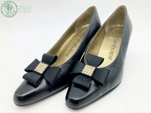 12282138　♭ YVES SAINT LAURENT イヴサンローラン YSL HC45 パンプス ヒール レザー リボン サイズ35 22cm レディース 中古