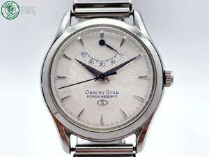 12332367　＃ 1円～！ ORIENT STAR オリエントスター パワーリザーブ EW00-C1 自動巻き 3針 アナログ 腕時計 白文字盤 純正ベルト 中古