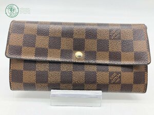 12533009　▽ LOUIS VUITTON ルイヴィトン N61734 ダミエ ポルトフォイユ サラ 長財布 ブラウン 小銭入れ付き 札入れ ブランド 中古