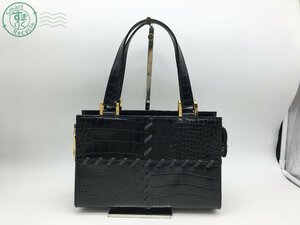 212641583　＊ YVES SAINT LAURENT イヴサンローラン ハンドバッグ クロコ 型押し ブラック 黒 ショルダーバッグ レディース 中古