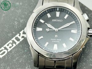 12523571　◇ SEIKO セイコー BRIGHTZ ブライツ 5B21-0AA0 電波時計 黒文字盤 箱付き メンズ クォーツ QUARTZ QZ 腕時計 中古