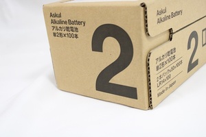 アスクル　アルカリ乾電池　単2形×100本入　日本製　期限2年以上保証　新品未開封