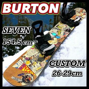 スノーボード 2点セット 板 BURTON バートン かっこいい オシャレ セブン SEVEN 154.5cm カスタム バイン