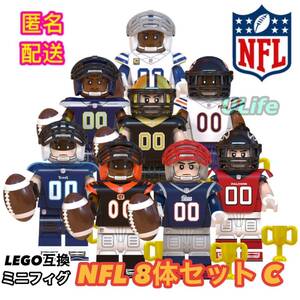 8体セットC LEGO レゴ互換 ミニフィグ NFL AFL アメリカンフットボール 人気チーム スポーツ選手 フィギュア ミニチュア 送料無料 匿名配送