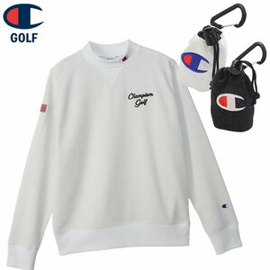 ボールポーチ付きセット C3-YG404 チャンピオン ゴルフ モックネックシャツ Lサイズ オフホワイト(020)+ボールポーチ 即納
