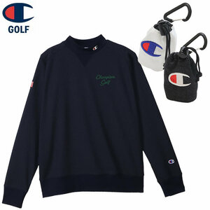 ボールポーチ付きセット C3-YG404 チャンピオン ゴルフ モックネックシャツ XLサイズ ネイビー(370)+ボールポーチ 即納