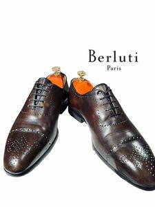 【極上美品】メダリオン◆Berluti ベルルッティ◆ホールカット ローファー　ビジネスシューズ ドレスシューズ レザー　サイズ 26cm