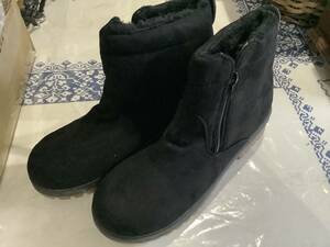  black color fastener fur attaching short boots * new goods * size M