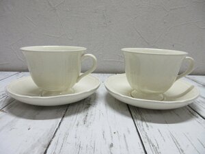 d 美品　WEDGWOOD　ウェッジウッド　QUEEN'S PLAIN クイーンズプレーン　カップ&ソーサー　2客セット 【星見】