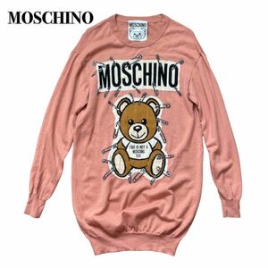 MOSCHINO モスキーノ くま ベア ニット ワンピース ピンク ウール100% XS