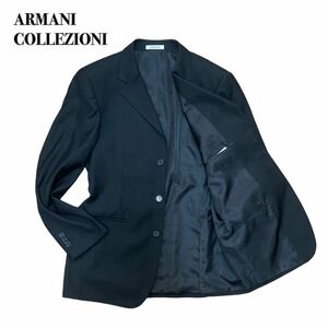 ARMANI COLLEZIONI アルマーニコレツォーニ テーラードジャケット背抜き XL 黒 ブラック シルク 内側ロゴ ビジネス3B 1スタ(1円スタート) 