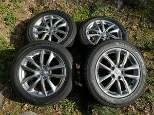 スカイライン 日産 純正アルミホイール 17×7.5J オフセット+45 17インチ　スタッドレスタイヤ　iceGUARD　ヨコハマ　225/55R17 ナット付