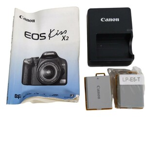 K) キヤノン 未開封あり Canon LP-E5 電池バッテリーパック2個と充電器バッテリーチャージャーと説明書 EOS Kiss X2 L2808