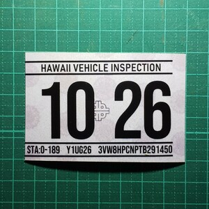 (2枚組)ハワイ ビークルインスペクション 2026 レジストレーション ステッカー シール レプリカ 車検 USDM HDM 1026 10月