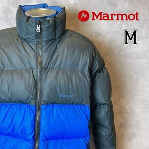 marmot マーモット　メンズダウン　M ブルー　ブラック　グースダウン　肉厚　極暖　軽量