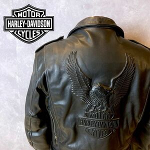 HARLEY DAVIDSON ハーレーダビッドソン 革ジャン レザージャケット 革 ライダースジャケット イーグル　 黒