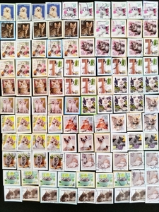 使用済み切手　「動物関係　『猫』」　１０６枚（台紙付）
