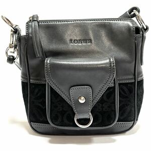 LOEWE ロエベ ショルダーバッグ 斜め掛けバック ポシェット ブラック 黒 スエード レザー alpひ1128