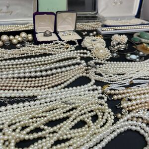 真珠 パール 翡翠 シルバー有 ネックレス まとめ売り 大量 パールアクセサリー 約1677g イアリング ジャンク 中古